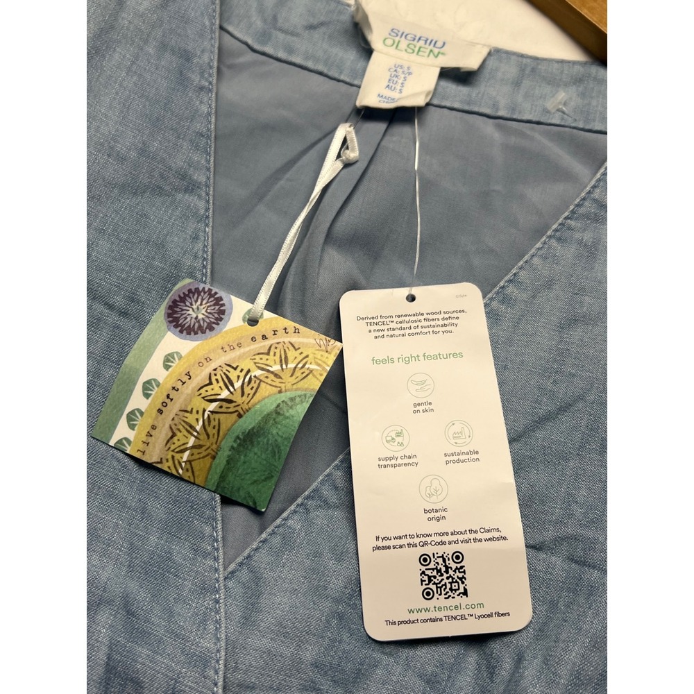 Sigrid Olsen Blue Denim Vest Top Tencel Lightweight Sleeveless Button Front S - Picture 5 of 13